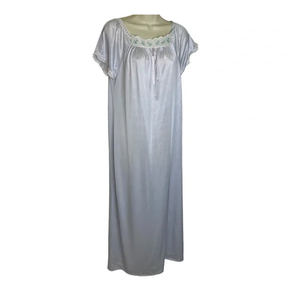 Lady Lisa Vintage Nylon Sheer Mesh Pale Blue Long Nightgown Chemise Lingerie - Picture 3 of 6